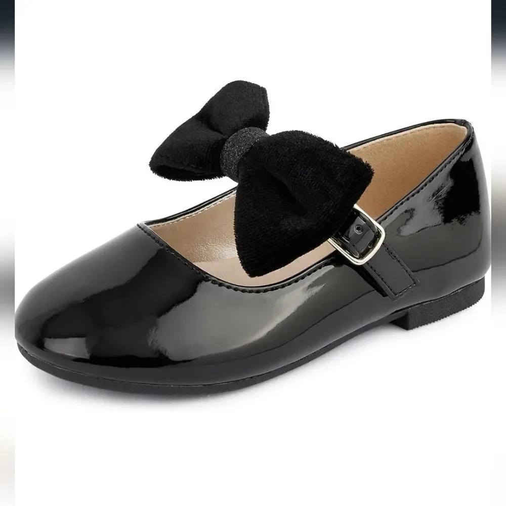 Gymboree Girls Black Dressy Mary Jane's Ballet Flat with removable bow s…
